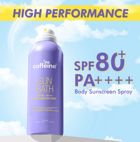 mCaffeine Sun Bath SPF Body Sunscreen 80+ PA ++++ Spray